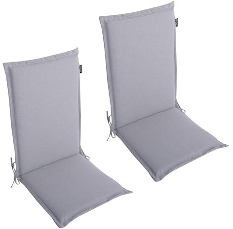 LILENO HOME Gartenstuhl Auflagen als [2er Set - Hochlehner] in Silber - Bequeme Liegen als Sitzauflagen für Gartenmöbel - Stuhlkissen für Gartenstühle und Klappstühle Malt