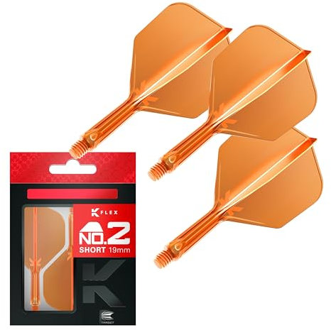 Target Darts K Flex Integrierter Dart-Flug und -Schaft, Nr. 2 Orange (kurz) | 3er-Pack K-Flex - Nr. 2, Kflex Precision Moulded 2-In-1 Dart Flights and Dart Stem | Professionelles Dartzubehör