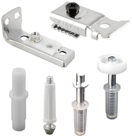 6 Pcs Bi-Fold Door Repair Kit, Bifold Door Hardware Repair Replacement Part with 3/8 Pivots, 7/8 to 1 Guide Wheel and Brackets for Accordion Barn Folding Door