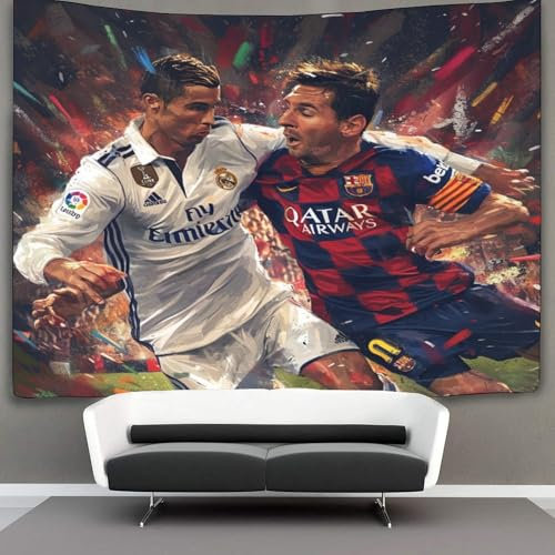 CULPRT Messi And Ronaldo Wall Tapestry 3D Print Tapestry Wall Hanging Decoration Tapestries Bedroom Wall Decor Soft Polyester,for Bedroom Living Room Dorm Home Decorations 70cmx100cm