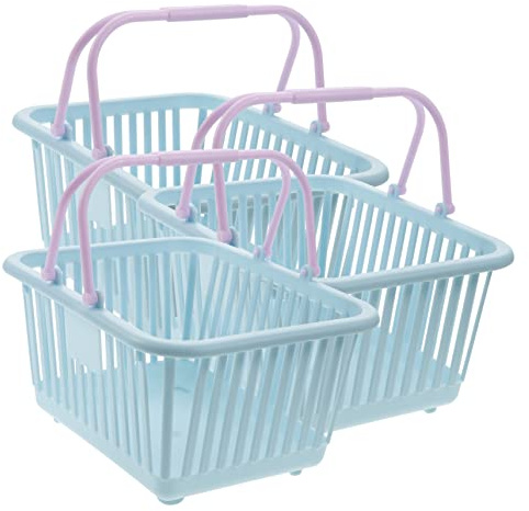 GAROZATION Kunststoffkorb-set 3-teilig Mini-körbe Für Das Klassenzimmer Einkaufen Markt Griff Tragbare Aufbewahrung Für Den Strandpool