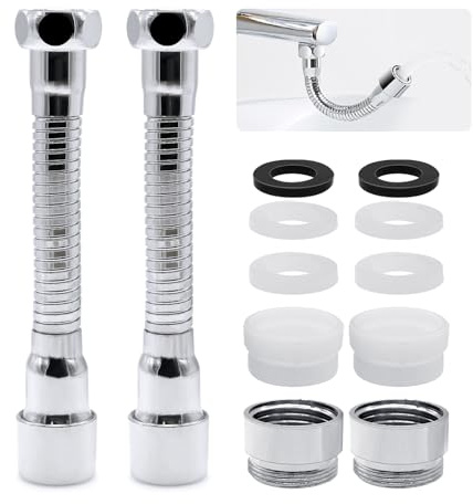NVGFTG Prolunga per rubinetto, 14 cm, prolunga a 360°, 2 pezzi