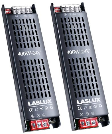 2 Stück LED Trafo 230V auf 24V 400W Dimmbar with Langsamer Anfang, Dimmbar Schaltnetzteil LED Transformator 24v, Stumm Treiber Netzteil 16.6A, Driver (24V - 2PC, 400, Watt)