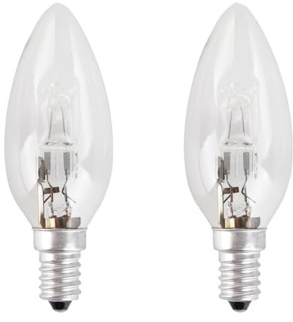 IuulFex Halogen Candle Light Bulbs E14 28W Small Edison Screw C35 SES/E14 Halogen Bulb Dimmable Warm White 2700K for Chandeliers Ceiling Lights Pack of 2