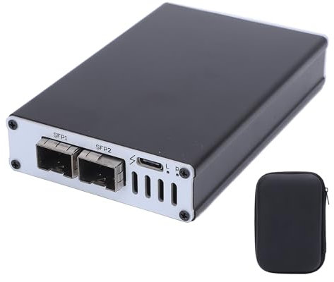 Zunate Tarjeta de Red 10G, Adaptador Ethernet Thunderbolt 3/4 USB4 10Gbps, Interfaz óptica SFP, Plug and Play de Alta Velocidad, Compatible con OS X, Wins, Ubuntu (Puerto Doble)