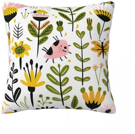 2er Set Kissenbezug 50x50 cm Leinen Dekokissen Kissenbezüge Cartoon Vegetativ Outdoor Kissen Sofakissen Zierkissen Kissenhülle Couch Kissen Deko für Sofa Balkon Terrasse Patio Garten Bauernhaus -Y612