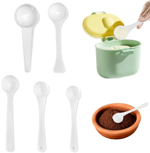 JEYORZY 5 Pcs Cuchara Medidora Gramos, Mini Protein Scoop Cucharas Medidoras Plastico 0.5g 1g 2.5g 3g 5g, Transparentes de Proteínas Polvo Café Medidor Para Mediciones Experimentales en la Cocina