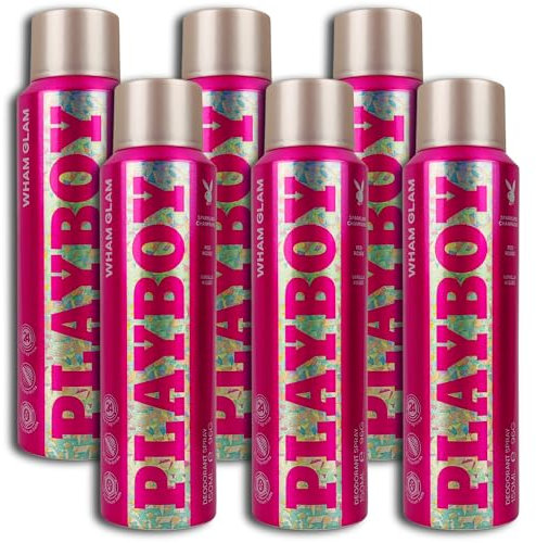 6 er Pack Playboy Wham Glam Deospray Deodorant Deospray 6 x 150ml