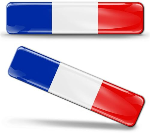 Lot de 2 autocollants drapeau français 3D jaune pour voiture