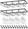 CIRULLI 2Pièces 4 Rangs Support pour Verre à Vin en Métal,Porte-Verres à Pied Suspendu,Capacité de 8 à 12 Verres par Support,Support Sous Armoire Avec Vis pour Cuisine,Bar et Restaurant