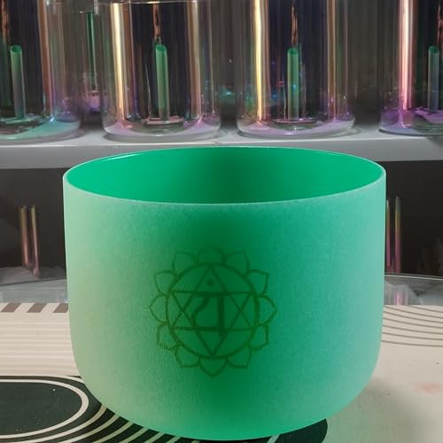 Chakra-Design, 432 Hz, F-Herzchakra, Quarz-Kristall, Klangschale für Meditation, Yoga und Entspannung, 25,4 cm