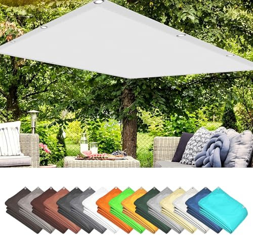 Sonnenschirm Segel Sonnenschutz Netz 2 x 7 m Wasserdicht 98% UV Schutz Sunprotect Professional Sonnensegel inkl Befestigungsseile für Garten Camping, Weiß