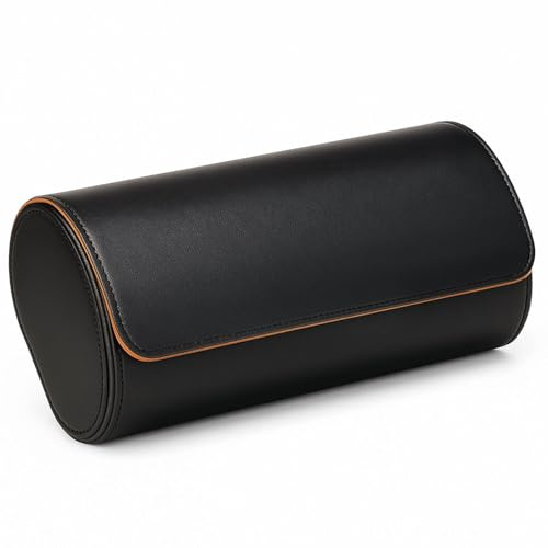 Homde Travel Watch Box Leather: Traveling Case for Men - Luxury Watch Roll for Wristwatch on the Go (black, L)