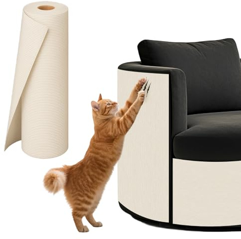 powerking Anti Cat Kratzer Couch Möbel Protector Selbstklebende Kratzer Pad für Sofa Teppich von Cat Krallen Trimmbare DIY Wandschützer Scratcher Deterren Sticky Wandmatte 40 * 200cm (Beige Grau)