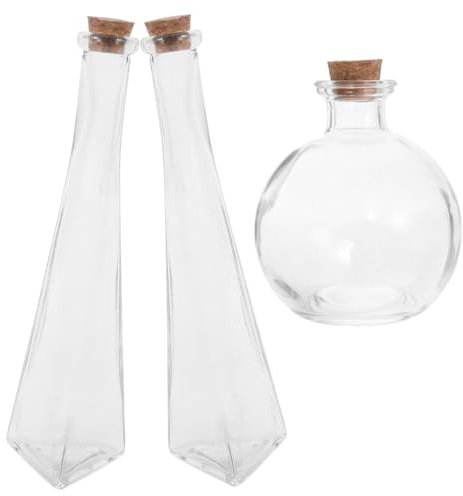 GLEAVI 3 Stück Gedenksandflasche Set Bastel-aufbewahrungsflasche Flaschen Selber Machen Gefälligkeiten Für Hochzeitsfeiern Dekorative Gefäße Zaubertränkeflaschen Sandkrug Glas Transparent