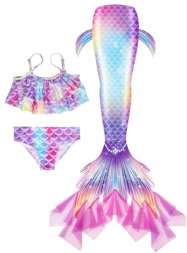 ZYPAINIY 2025 Badeanzug Mädchen Bikini Badebekleidung Badeanzug Kinder Mädchen Bikini Kinder Dreiteiliger Jungs Meerjungfrauenflosse
