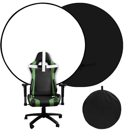 Tragbarer schwarz-weißer Bildschirmstuhl, 57-Zoll-Bildschirm-Hintergrund mit Ständer, 2-in-1doppelseitiger faltbarer Schwarzweiß-Hintergrund, für Video-Chats und Meetings, Fotografie, Fotozoom