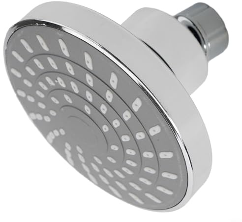 Honseadek Moderno cabezal de ducha montado en la pared, rociador redondo cromado para baño, con junta esférica, flujo ajustable, cabezal superior fijo ABS de alta presión