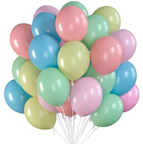 Gleemix 30 Stück Luftballons Pastell, 25cm Ballons Bunt, Helium Luftballon Geburtstag, Luftballons Pastellfarben, für Kindergeburtstag Deko Babyparty Baby Shower Hochzeit Deko