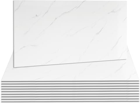 Takezuaa 10 Pcs White Marble Tile Stickers 2.2mm Thicken PET Peel and Stick for Kitchen 60x30cm Marble Self Adhesive Wall Tile Waterproof Bathroom Tiles Stick on Tile Backsplash for Living Room