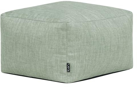 Icon Amara Hocker, Salbeigrün, Wasserabweisender Stoff, Indoor Outdoor Sitzsack, Sitzpuff Hocker mit Füllung, Riesen Fußhocker für das Wohnzimmer, Schlafzimmer, Garten