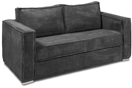Vente-unique - Schlafsofa 4 Loreto - Samt - anthrazitgrau