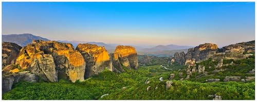 Wallario Küchenrückwand selbstklebend 115 x 50 cm, Motiv: Griechische Berglandschaft | Spritzschutz abwischbar & pflegeleicht