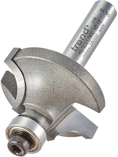Trend Professional Bearing Guided Ovolo Router Cutter, 7.9mm Radius, 1/4 Inch Shank, 28mm Cut Diameter & 12.7mm Cut Length, Two Bearings, Tungsten Carbide Tipped, 46/93X1/4TC