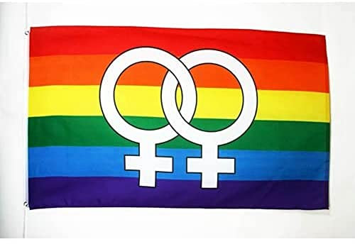 AZ FLAG - Flagge Regenbogen Doppelter Großer Gekommene - 150x90 cm - Lesbe Fahne 100% Polyester mit Messing-Ösen - 110g