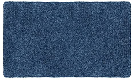 LA KO Baumwoll Fußmatte in verschiedenen Größen und Farben - waschbare Fußmatte, angenehm weich (blau, 60 x 100 cm)