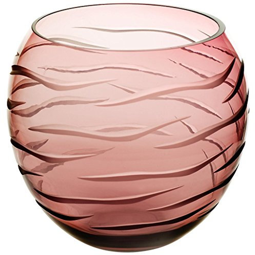 CRISTALICA Vase Kugelvase Blumenvase Art Queen Lila H 23 cm Handgeformte und Mundgeblasene Glasvase Tischvase