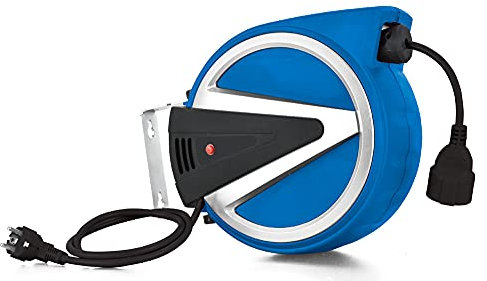 Automatischer Stromkabel Aufroller 10m, 230 V, Aufroll-Automatik, einfache Decken- oder Wandmontage, schwenk-und abnehmbar, für Industrie und Werkstatt
