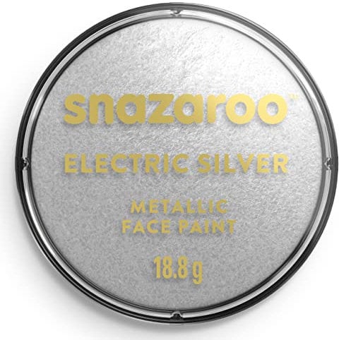 Snazaroo 1118766 Schminkfarbe - Metall Silber, 18ml Topf - hautfreundliche Gesichtschminke auf Wasserbasis, wasservermalbar, parabenfrei, Face & Bodypaint Farbe für Kinder & Erwachsene
