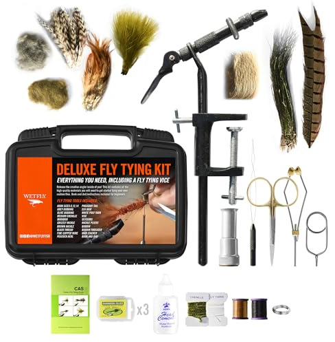 WETFLY Deluxe Fly Tying Vise & Tools Kit: Materials, Book/DVD - Fly Fishing & Jig Tying - Complete Set