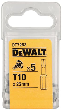 Dewalt Torsion Schrauberbits DT7253 (T10, Gesamtlänge 25 mm, optimale Passgenauigkeit, aus europäischem Hochqualitätsstahl, in wiederverschliessbarer Kunststoff-Box) 5 Stück