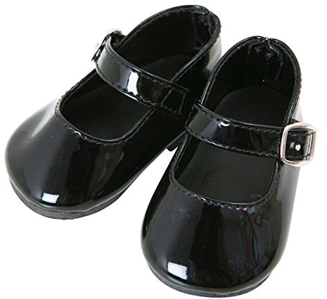 FRILLY LILY LARGE BLACK PATENT DOLLS SHOES 8.2 CM X 4.2 CM