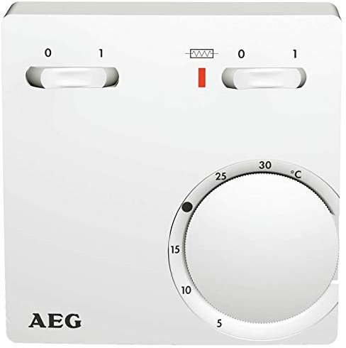 AEG Temperatur-Regler RT 602 SN SZ, 2-Punkt, Aufputz, Temperatureinstellung von 5-30 °C, Reinweiß, 223299