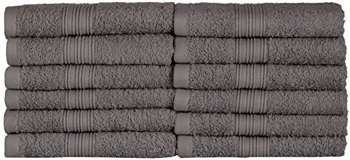 NatureMark Asciugamani per ospiti – Confezione da 12 (30x50 cm), 100% cotone, certificazione Oeko-Tex, morbidi, assorbenti e facili da curare – Per bagno, ospiti e spa – Colore Grigio Antracite