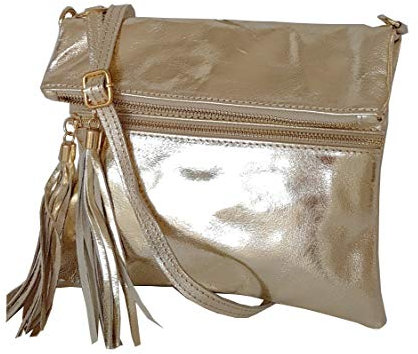 zarolo Damen Leder Clutch, Umhaengetasche, Schultertasche, Cross Body Minibag echtes Leder, Glattleder & Kroko-Optik, Handtasche Italienische Handarbeit M2080