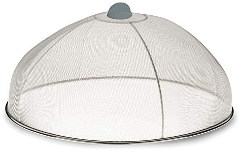 kela Abdeckhaube Cara, Durchmesser 35 cm, Edelstahl 18/10, silber glänzend, extra kleine Löcher, innere Verstärkung durch Drahteinsatz, 11444