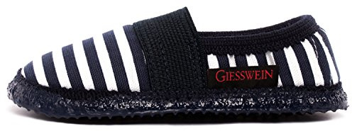 GIESSWEIN Baben – Hausschuhe für Erwachsene & Kinder, Bequeme Unisex Pantoffeln, Gestreifte Baumwoll Slipper, Gummizug