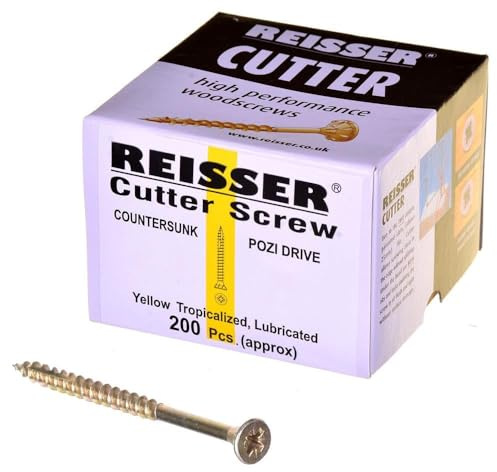 Reisser - 6.0 X 50 R2 Cutter Wood Screw CSK Yellow Pozi Full Thread (200)