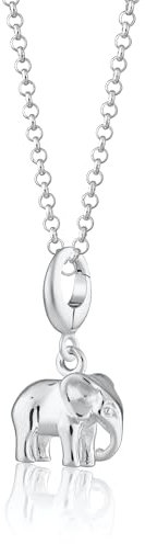 Lily Charmed Sterling Silver Elephant Charm Pendant Necklace with a silver chain length of 40-45cm for Women designed in the UK