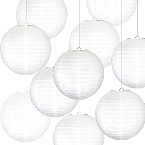 Novelty Place 10 Zoll White Paper Laternen (10er Pack) - Große chinesische/japanische Haus-, Party- & Hochzeitsdekorationen