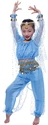 Astage Girl`S Belly Dance Costumes,Long Sleeve Highlights Top,Pants