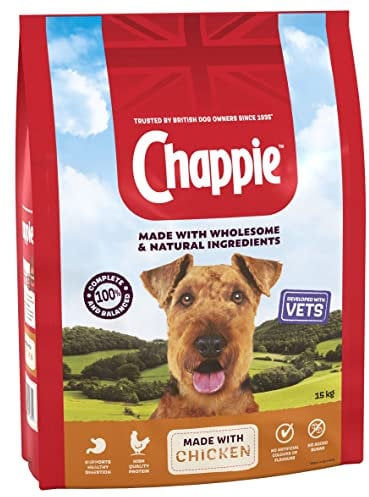 Chappie - Dry Dog Food for Adult Dogs - with Chicken and Wholegrain Cereal - 15 kg