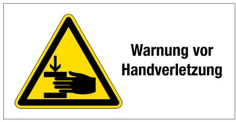 Warnschild aus Folie - Warnung vor Handverletzung - 40 X 20 cm