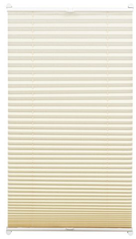 Gardinia Plissee zum Klemmen, Blickdichtes Faltrollo, Alle Montage-Teile inklusive, EASYFIX Plissee verspannt mit Zwei Bedienschienen, Elfenbein, 80 x 130 cm (BxH)