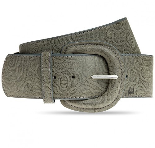 Caspar GU295 breiter Damen Taillengürtel mit großer Schnalle, Farbe:dunkelgrau, Gürtelgröße:100 [für Körperumfang 99-107 cm]