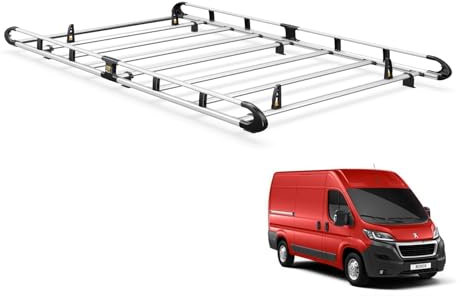 Van Guard ULTI Rack+ Aluminium Bar Heavy-Duty Van Roof Rack for Peugeot Boxer (2006 on) [L2H2] - Includes Full-Width Rear Roller and 2 Pairs Load Stops